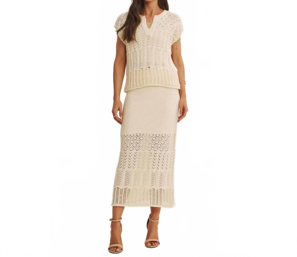 NEW IN FEBRUARY open knit pointelle crochet sweater in vanilla